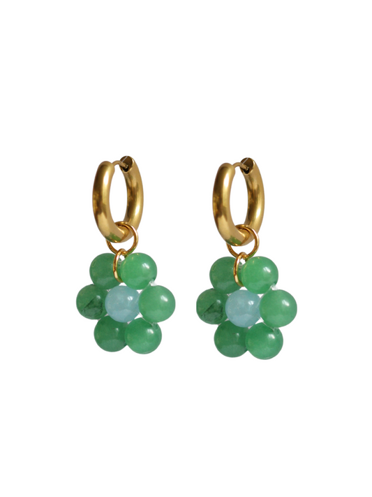 Créoles Flore Émeraude 16mm