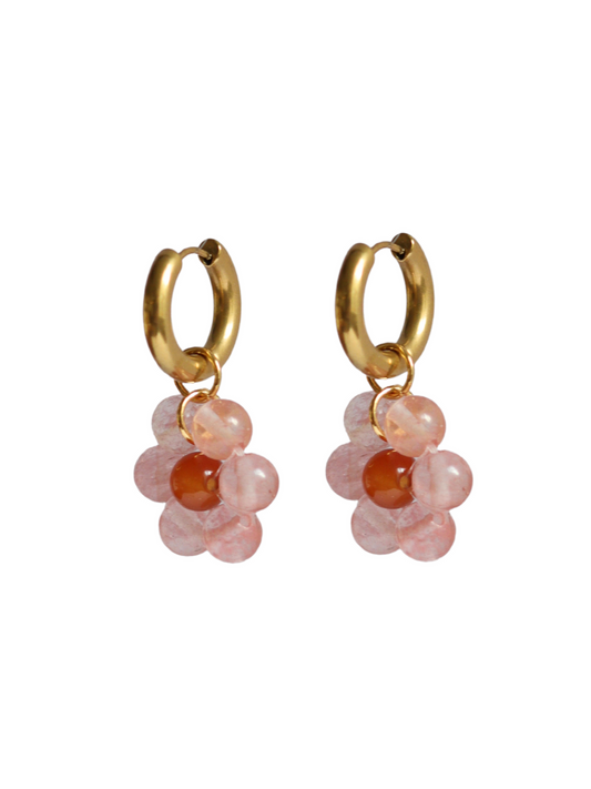 Créoles Flore Rose / Orange 16mm