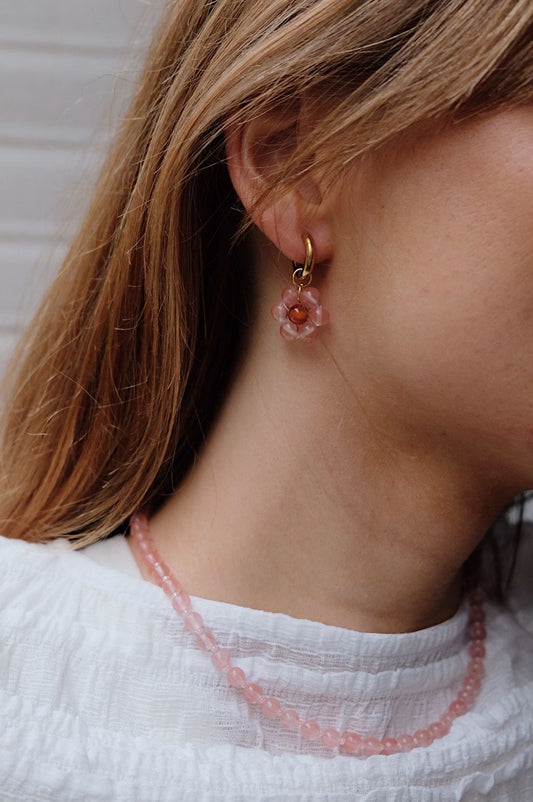 Créoles Flore Rose / Orange 16mm