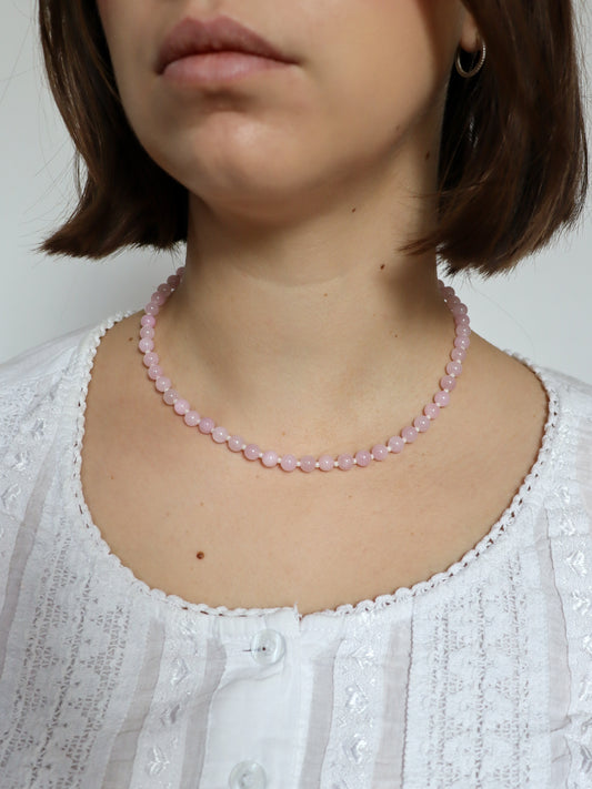 Le collier Rose/violet et crème