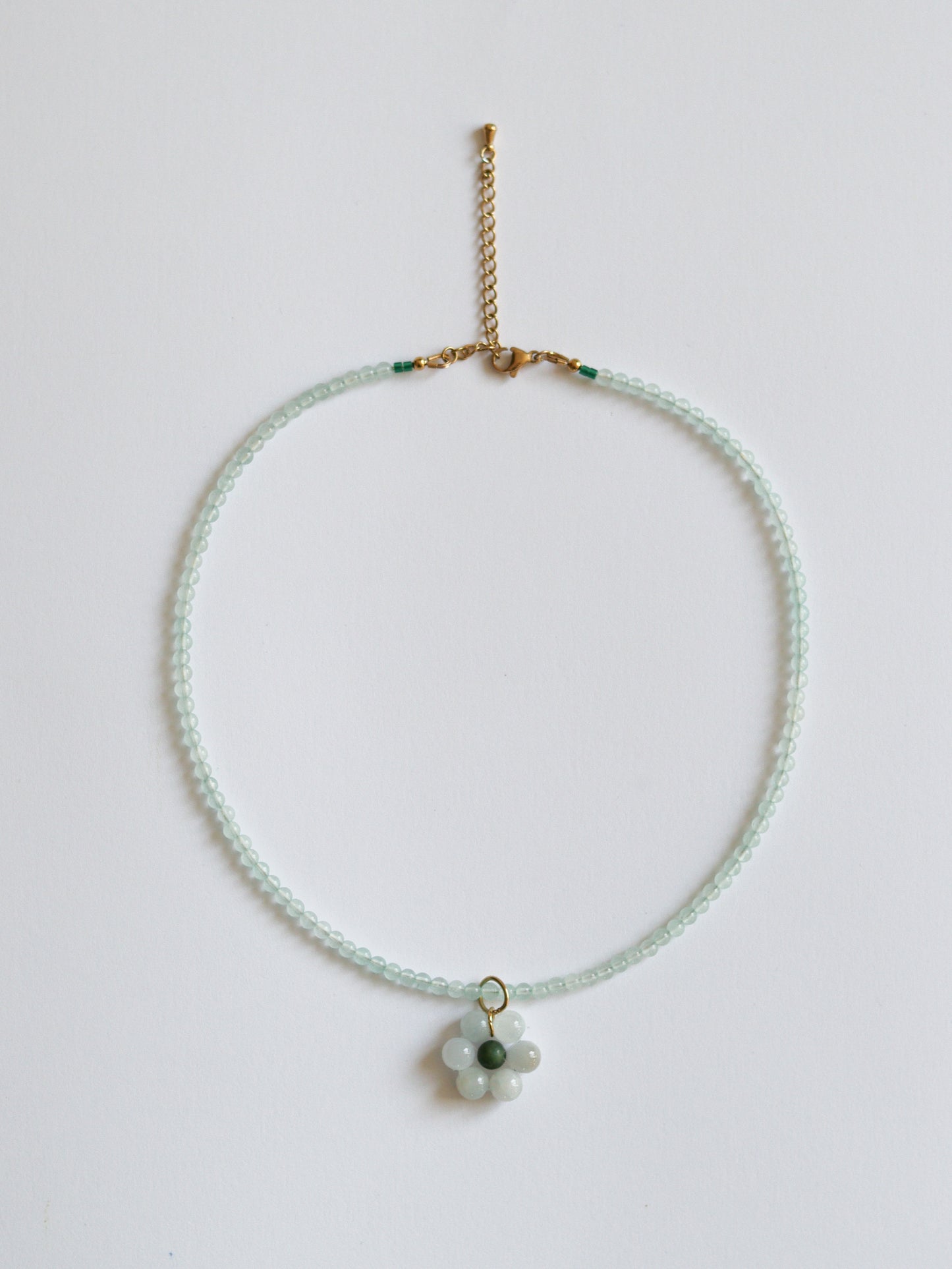 Collier Flore Vert d'Eau / Bleu Pastel