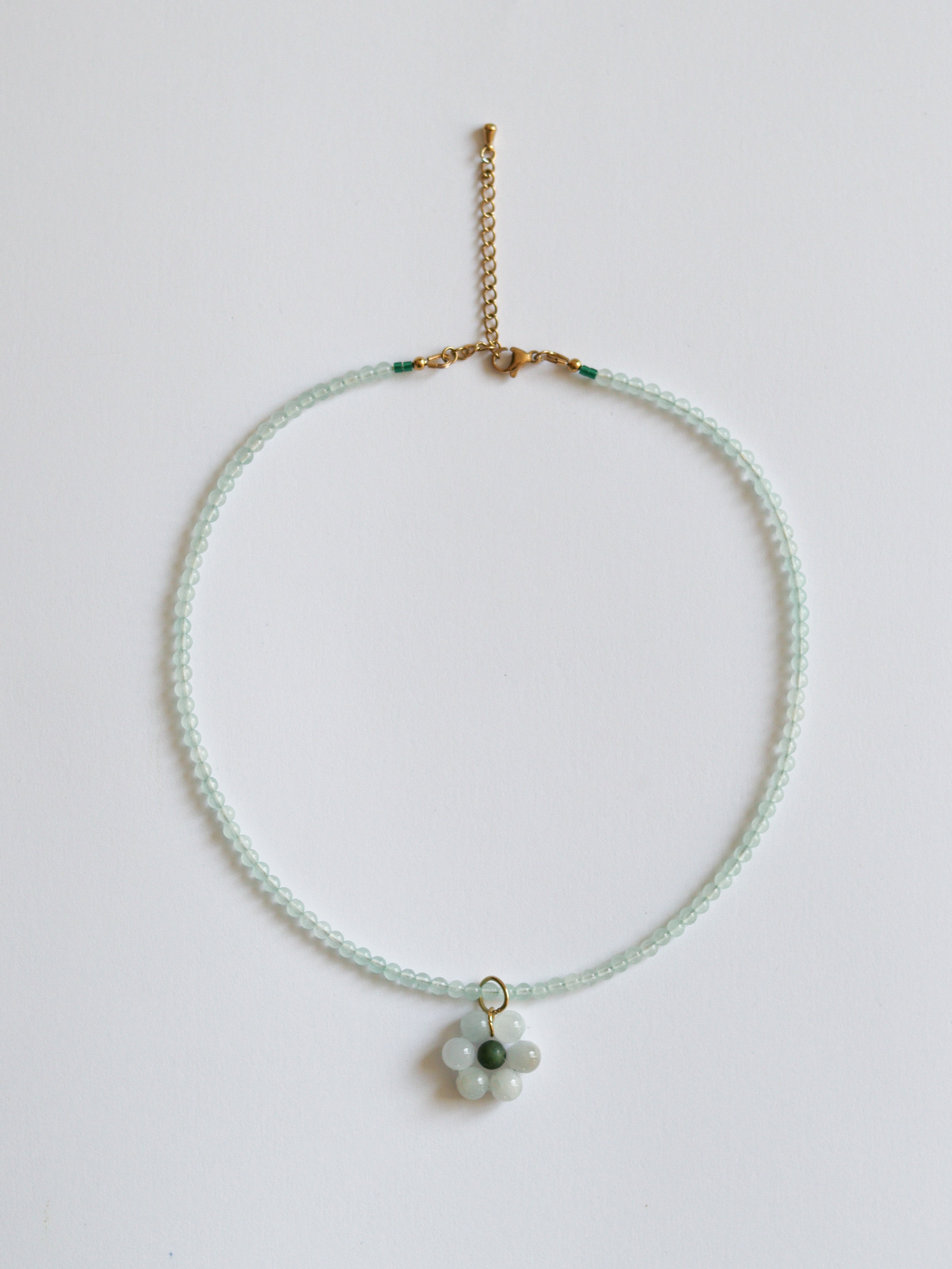 Collier Flore Vert d'Eau / Bleu Pastel