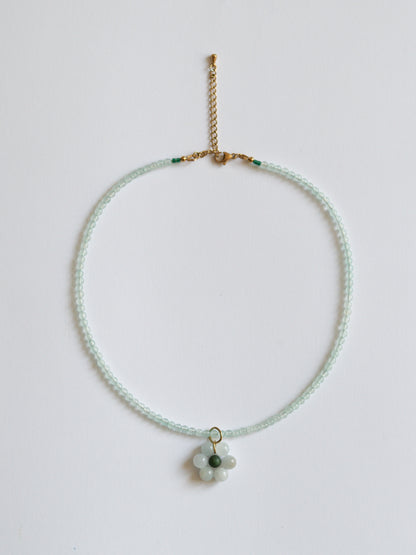 Collier Flore Vert d'Eau / Bleu Pastel