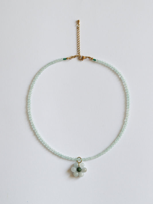 Collier Flore Vert d'Eau / Bleu Pastel
