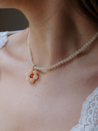 Collier Flore Crème / Orange