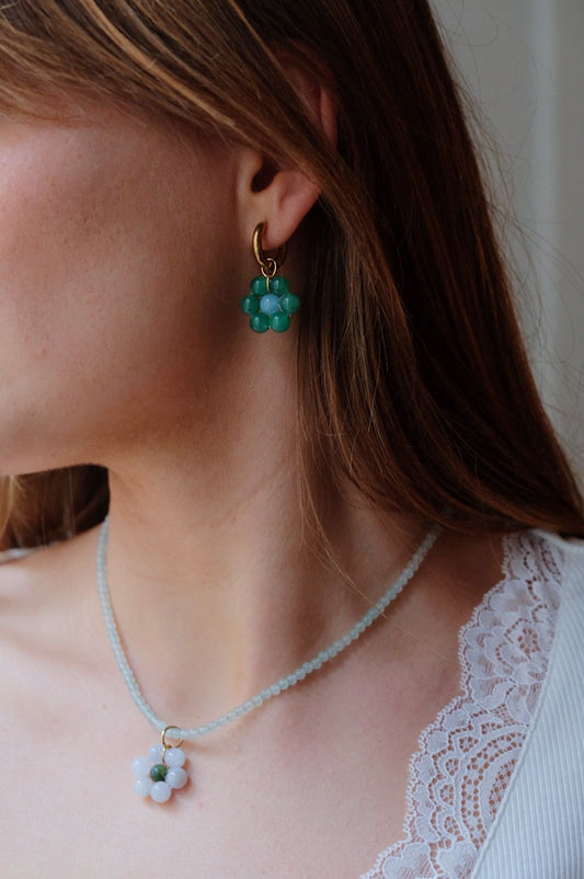 Créoles Flore Émeraude 16mm