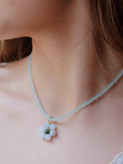 Collier Flore Vert d'Eau / Bleu Pastel